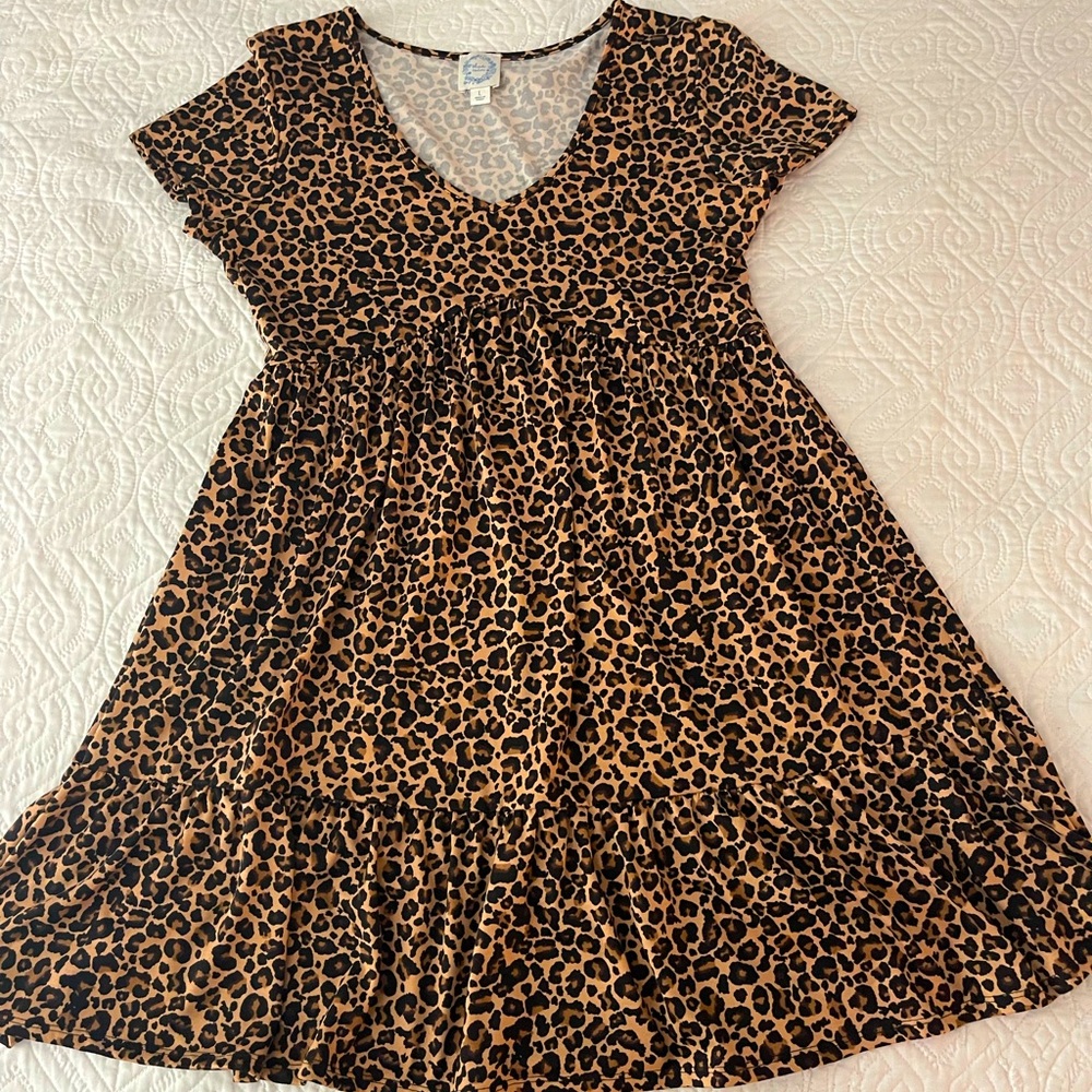 Cheetah print, mini dress size large, from Francesca’s